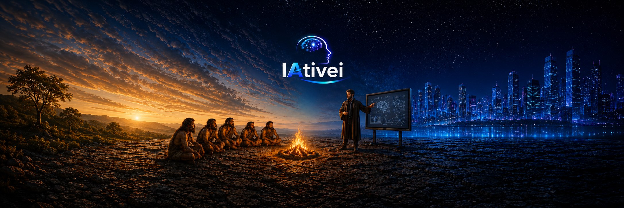 Biblioteca IAtivei com uma aula sobre inteligência artificial entre passado e futuro