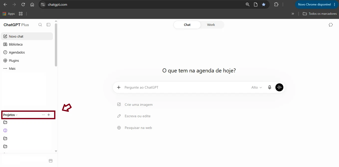 ChatGPT — passo 1: criar um Projeto