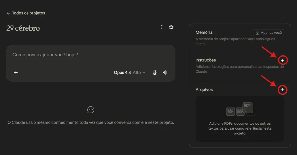 Claude — passo 3: conversar dentro do projeto
