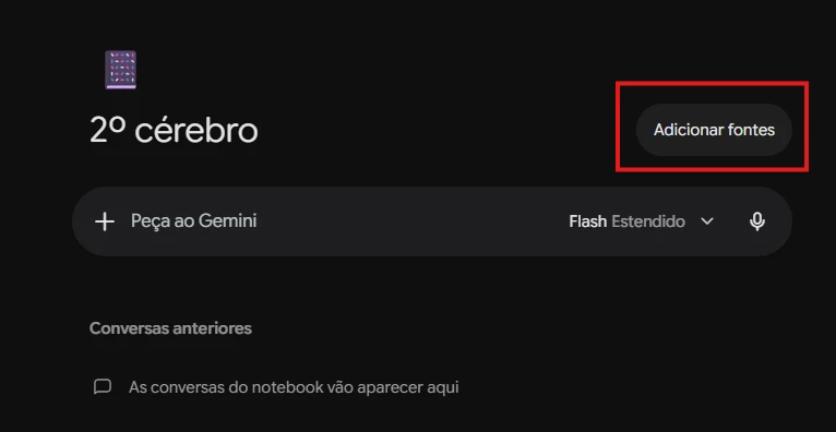 Gemini — passo 2: adicionar fontes