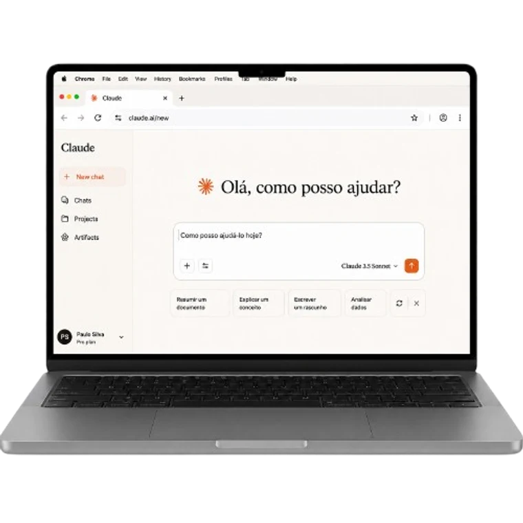 Assistente de IA aberto no notebook — o método funciona em qualquer ferramenta